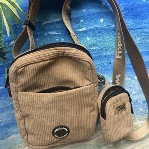 Wags & Whisky Beige Corduroy Crossbody Bag with Detachable Strap & Treat Pouch